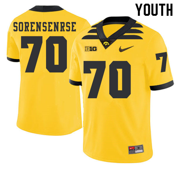 2019 Youth #70 Kyle Sorensenrse Iowa Hawkeyes College Football Alternate Jerseys Sale-Gold - Click Image to Close